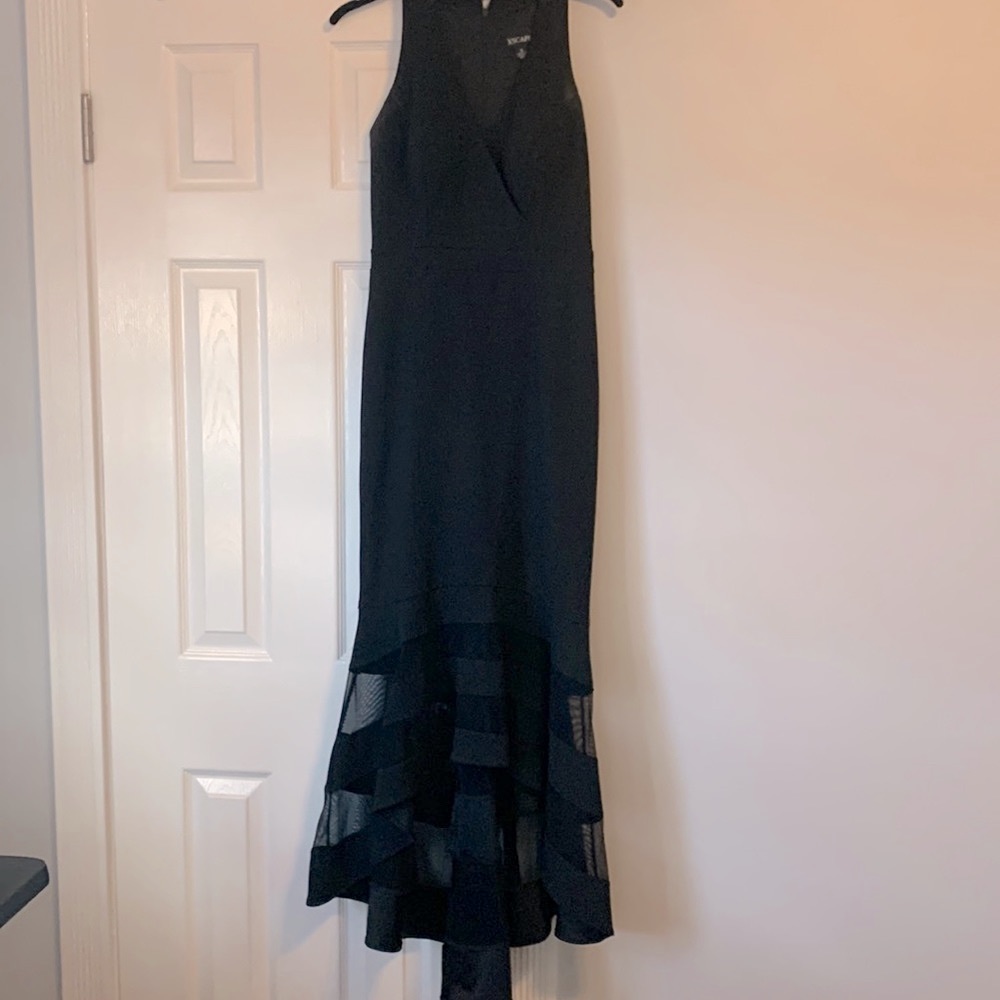 Xscape black high low dress size 6